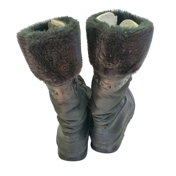 Sorel Black Lace Up Fur Cuff Mid Calf Winter Boots Size 10 - Picture 2 of 9